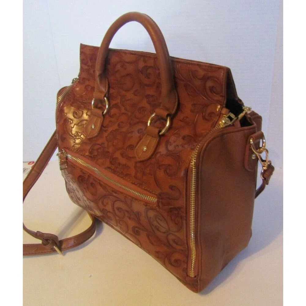 Brenice Dreamer Satchel Embossed Flower Shoulderbag Crossbody Faux Leather Boho